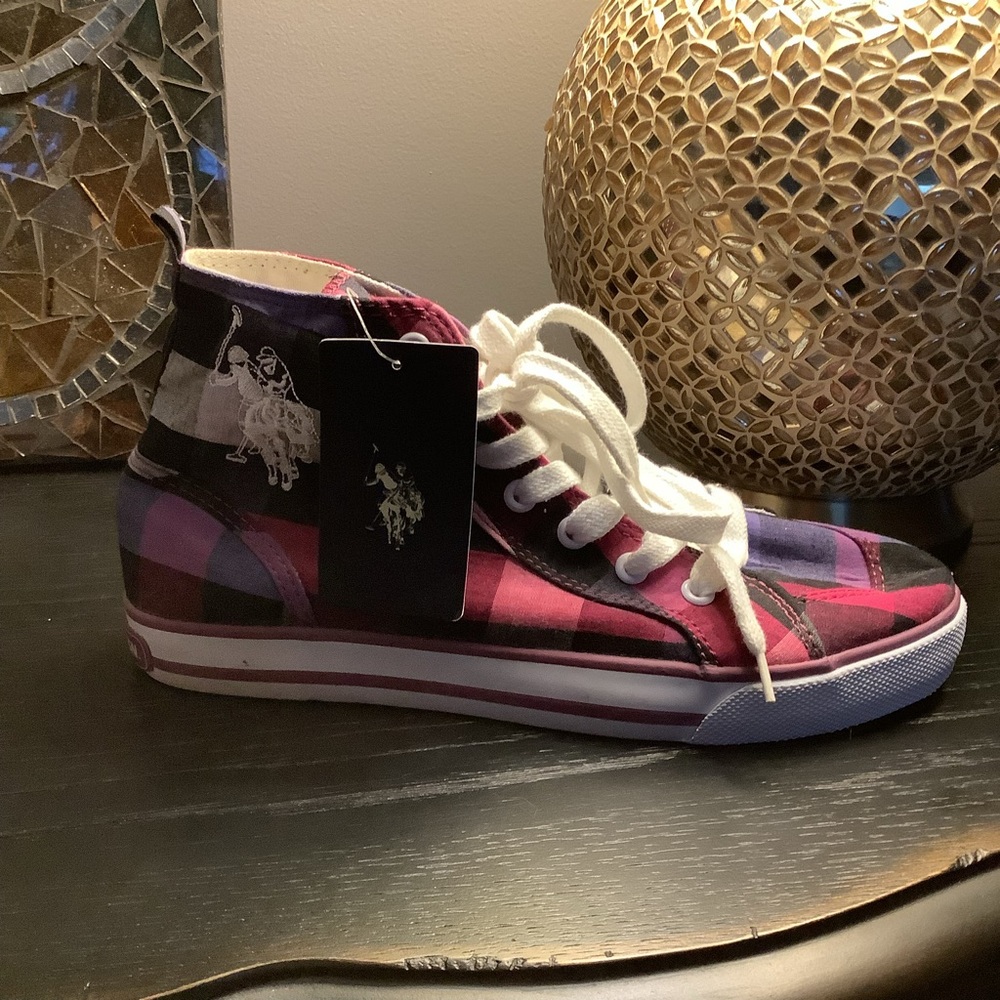 NWT U.S. Polo Assn. Multicolor Plaid High-Tops Size 8